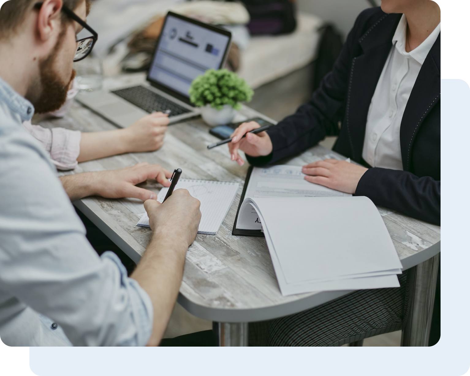 Two people working together