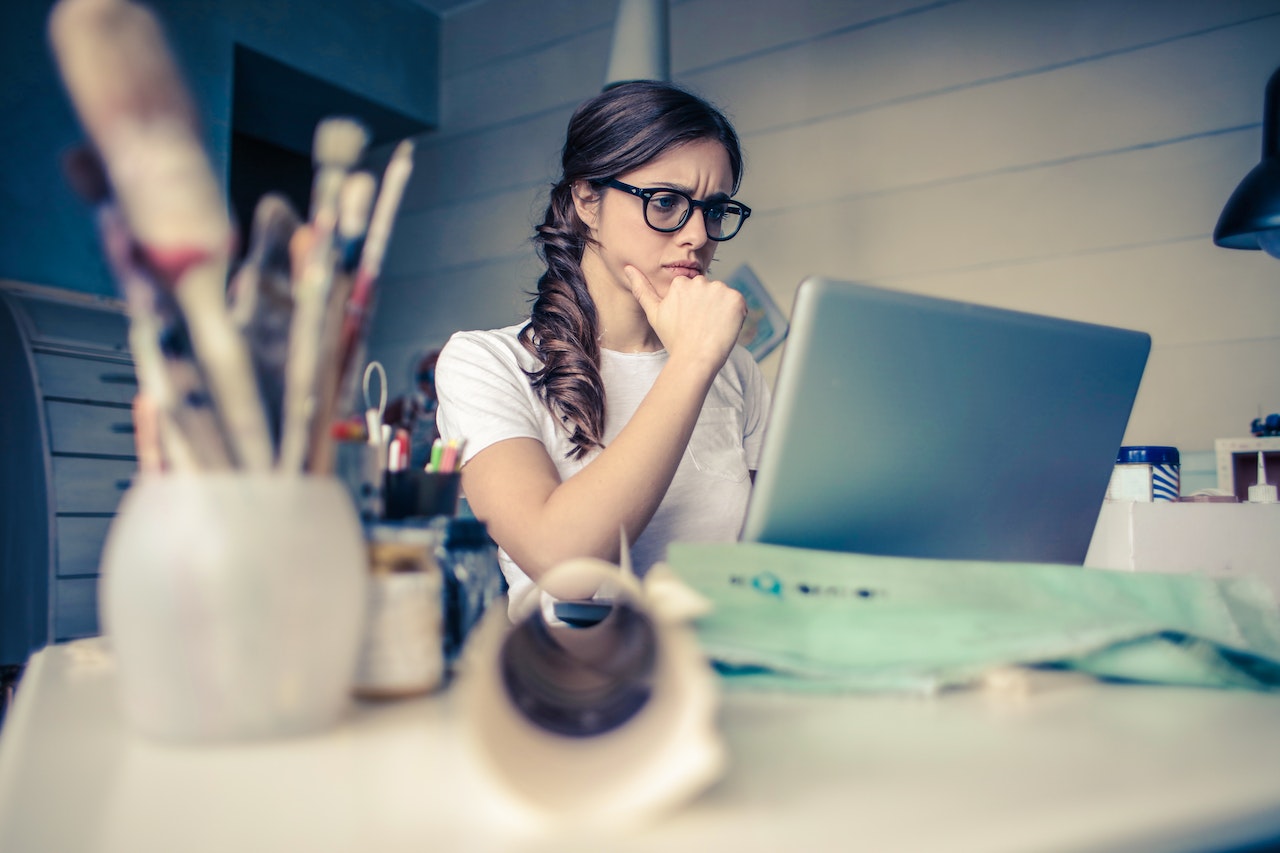 Woman working on laptop